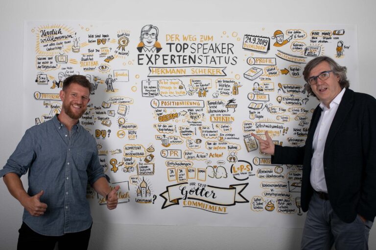 Graphic Recording Benjamin Felis mit dem Speaker Hermann Scherer